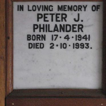 PHILANDER Peter J. 1941-1993