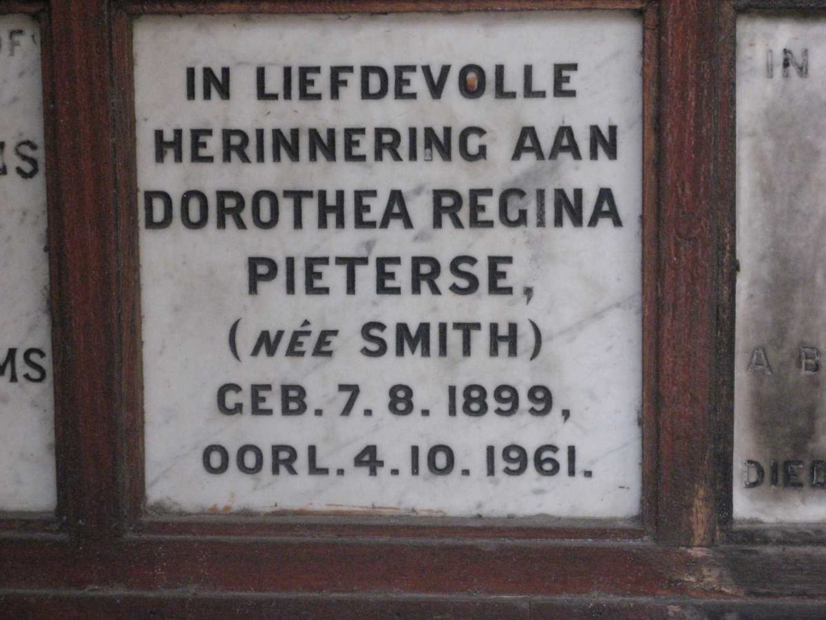 PIETERSE Dorothea Regina nee SMITH 1899-1961