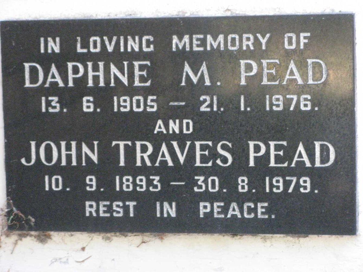 PEAD John Traves 1893-1979 &amp; Daphne M. 1905-1976