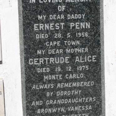 PENN Ernest  -1956  &amp; Gertrude Alice -1975