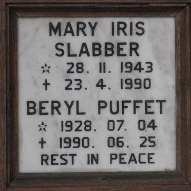 PUFFET Beryl 1928-1990 :: SLABBER Mary Iris 1943-1990