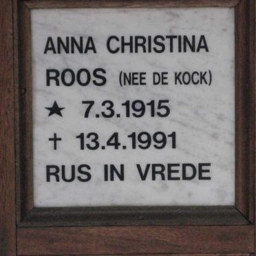 ROOS Anna Christina nee DE KOCK 1915-1991