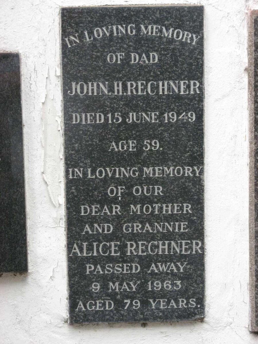RECHNER John H. -1949 &amp; Alice -1963