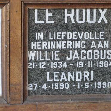ROUX Willie Jacobus, le 1934-1984 :: LE ROUX Leandri 1990-1990