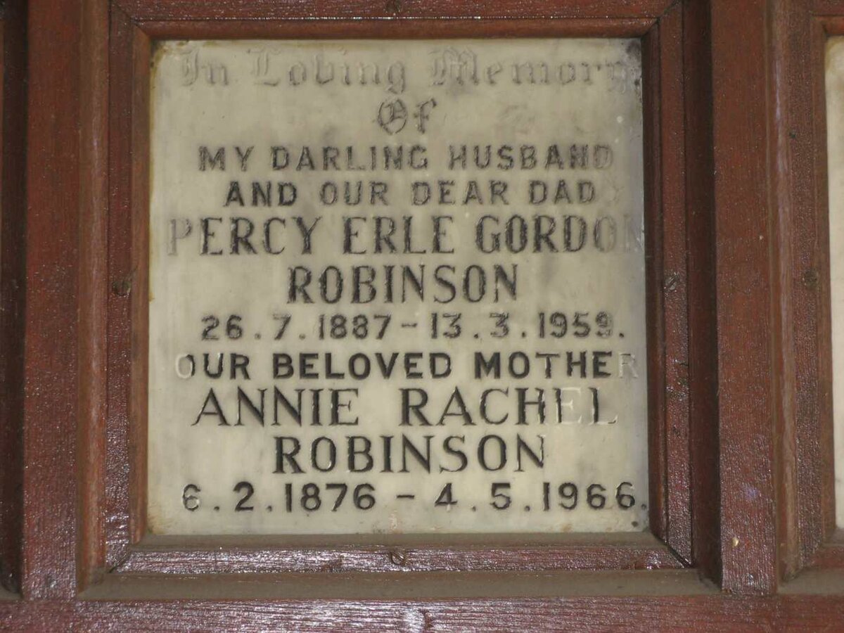 ROBINSON Percy Erle Gordon 1887-1959 &amp; Annie Rachel 1876-1966