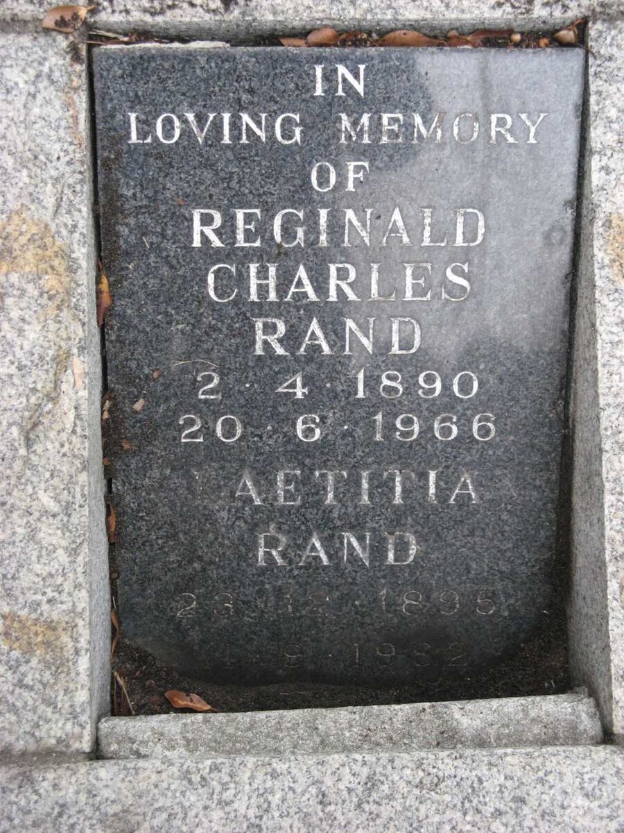 RAND Reginald Charles 1890-1966 &amp; Laetitia 1895-1982