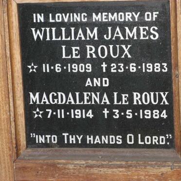 ROUX William James, le 1909-1983 &amp; Magdalena 1914-1984
