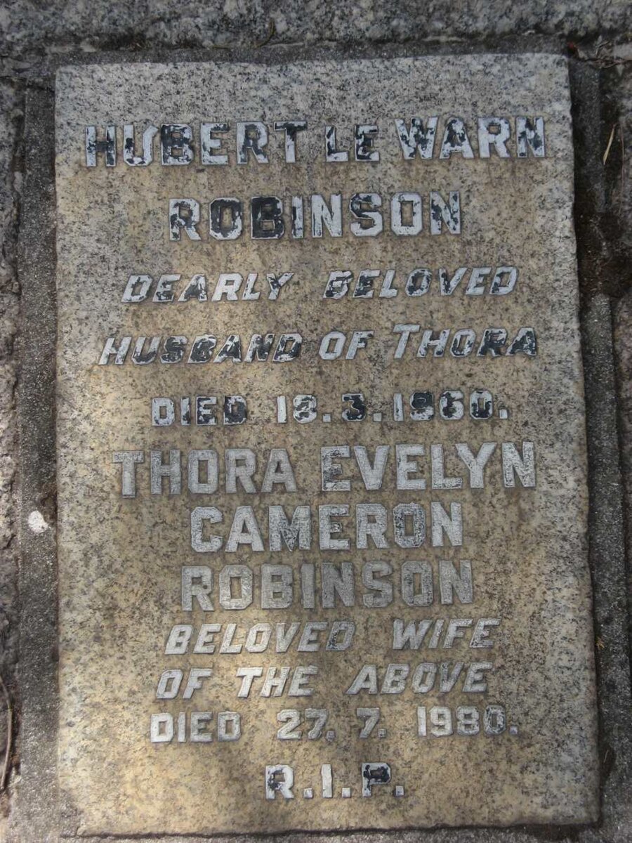 ROBINSON Hubert Le Warn -1960 &amp; Thora Evelyn Cameron -1980