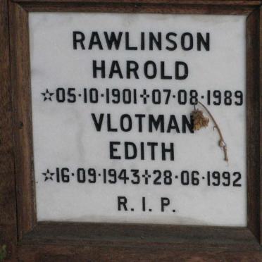 RAWLINSON Harold 1901-1989 :: VLOTMAN Edith 1943-1992