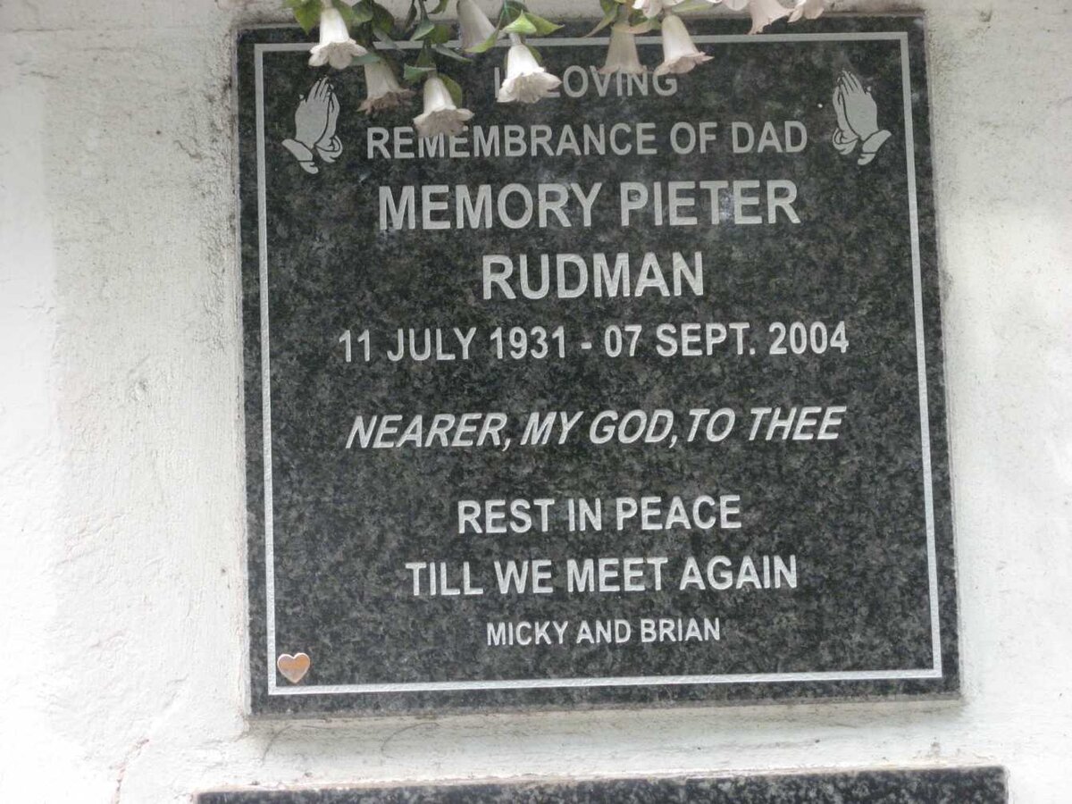 RUDMAN Memory Pieter 1931-2004