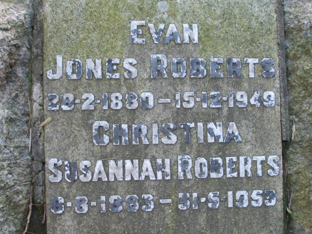 ROBERTS Evan Jones 1880-1949 &amp; Christina Susannah 1883-1953