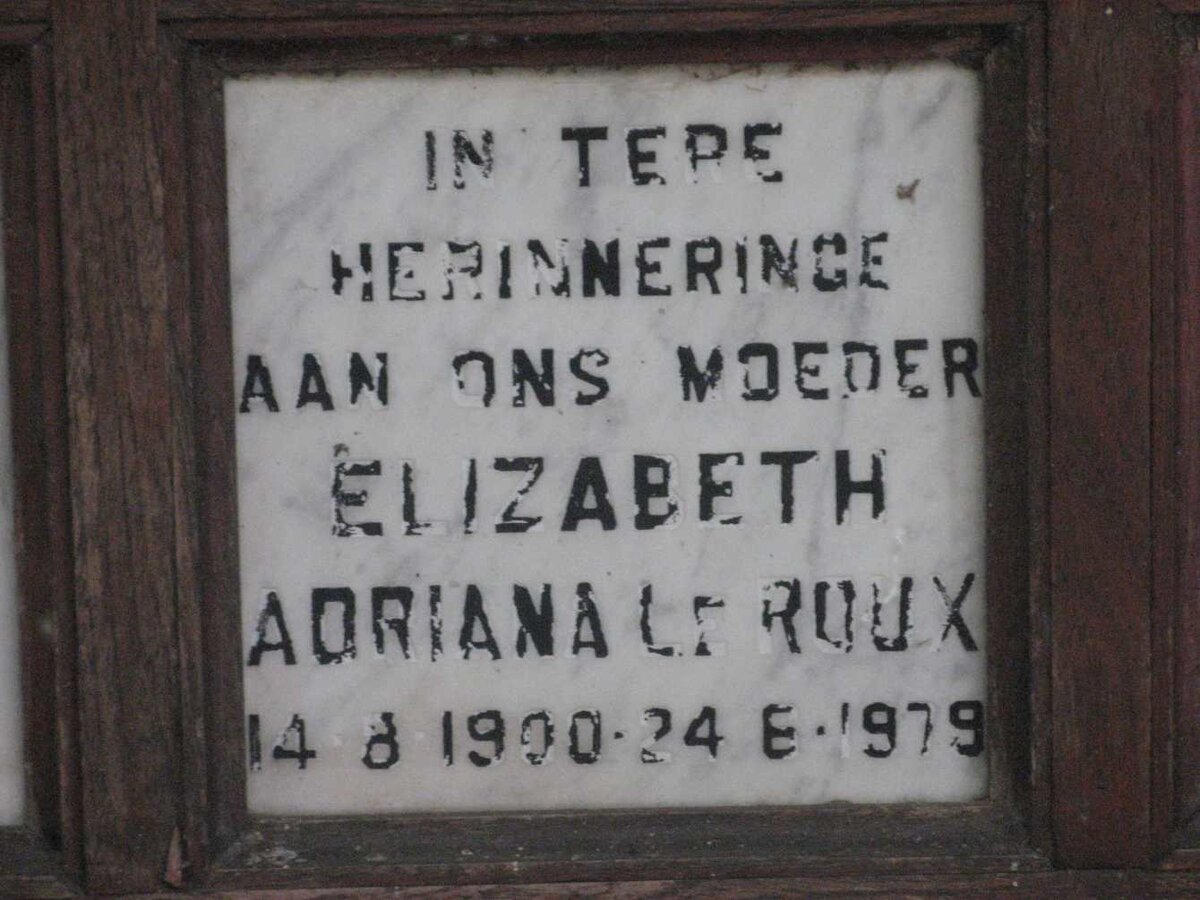 ROUX Elizabeth Adriana, le 1900-1979