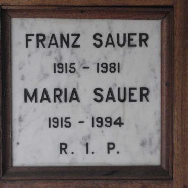SAUER Franz 1915-1981 &amp; Maria 1915-1994
