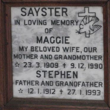 SAYSTER Stephen 1912-1993 &amp; Maggie 1909-1990