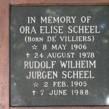 SCHEEL Rudolf Wilheim Jurgen 1905-1988 &amp; Ora Elise DE VILLIERS 1906-1978