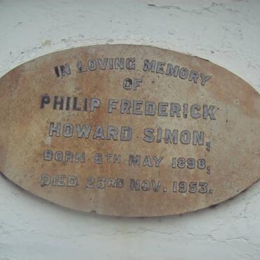 SIMON Philip Frederick Howard 1898-1953