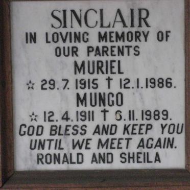 SINCLAIR Mungo 1911-1989 &amp; Muriel 1915-1986