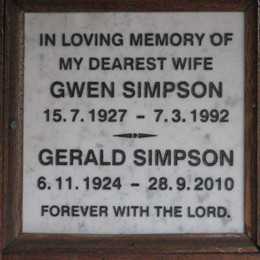 SIMPSON Gerald 1924-2010 &amp; Gwen 1927-1992