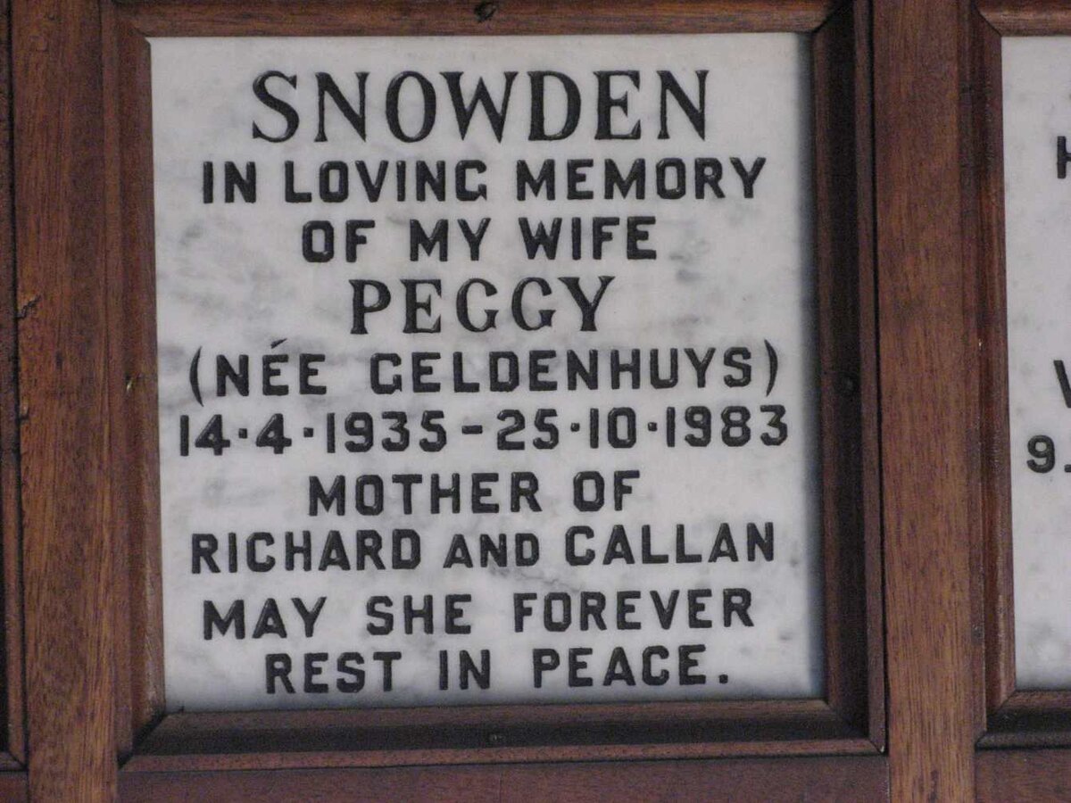SNOWDEN Peggy nee GELDENHUYS 1935-1983