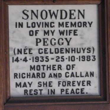 SNOWDEN Peggy nee GELDENHUYS 1935-1983