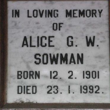 SOWMAN Alice G.W. 1901-1992