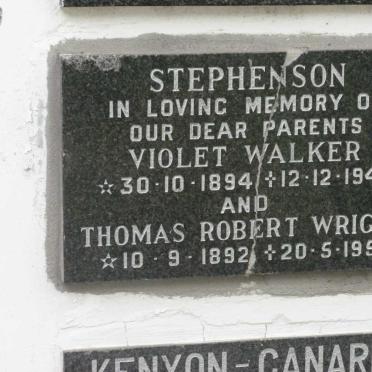 STEPHENSON Thomas Robert Wright 1892-1954 &amp; Violet Walker 1894-1945