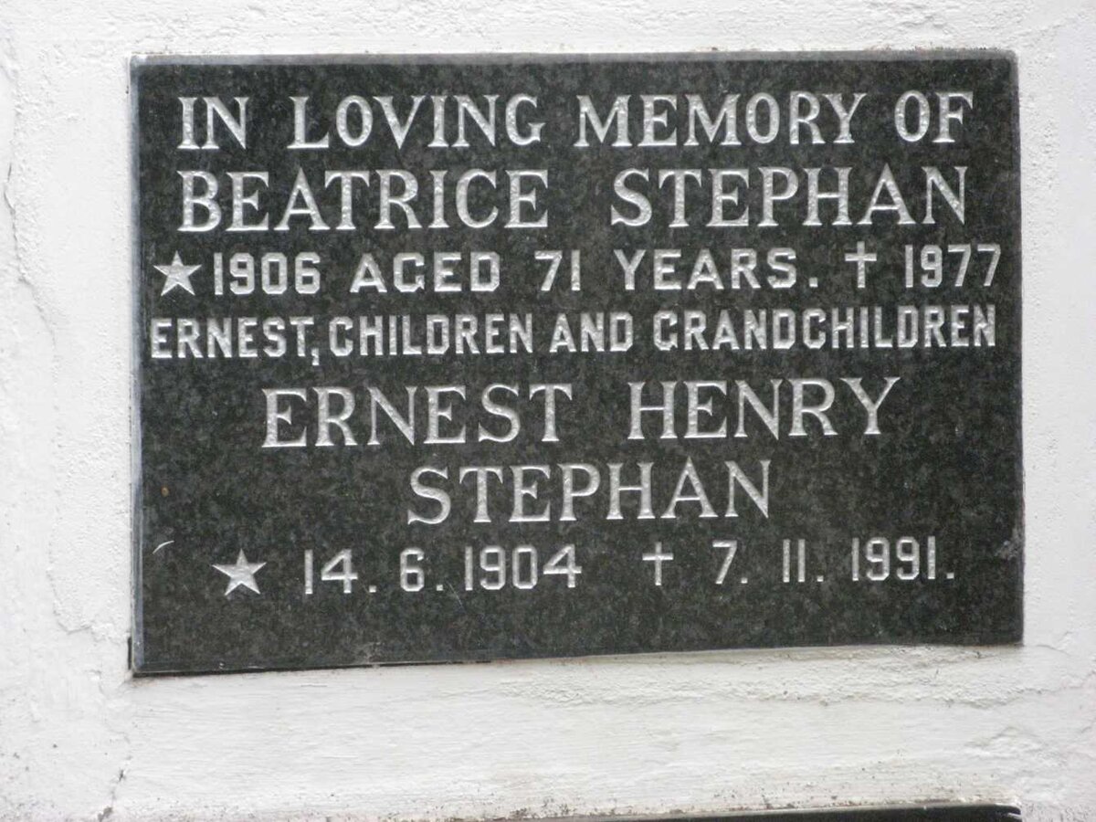 STEPHAN Ernest Henry 1904-1991 &amp; Beatrice 1906-1977