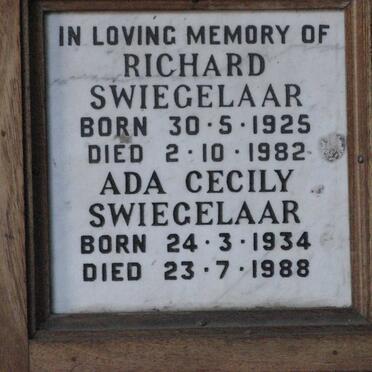 SWIEGELAAR Richard 1925-1982 &amp; Ada Cecily 1934-1988