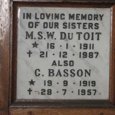 TOIT M.S.W., du 1911-1987 :: BASSON C. 1919-1957