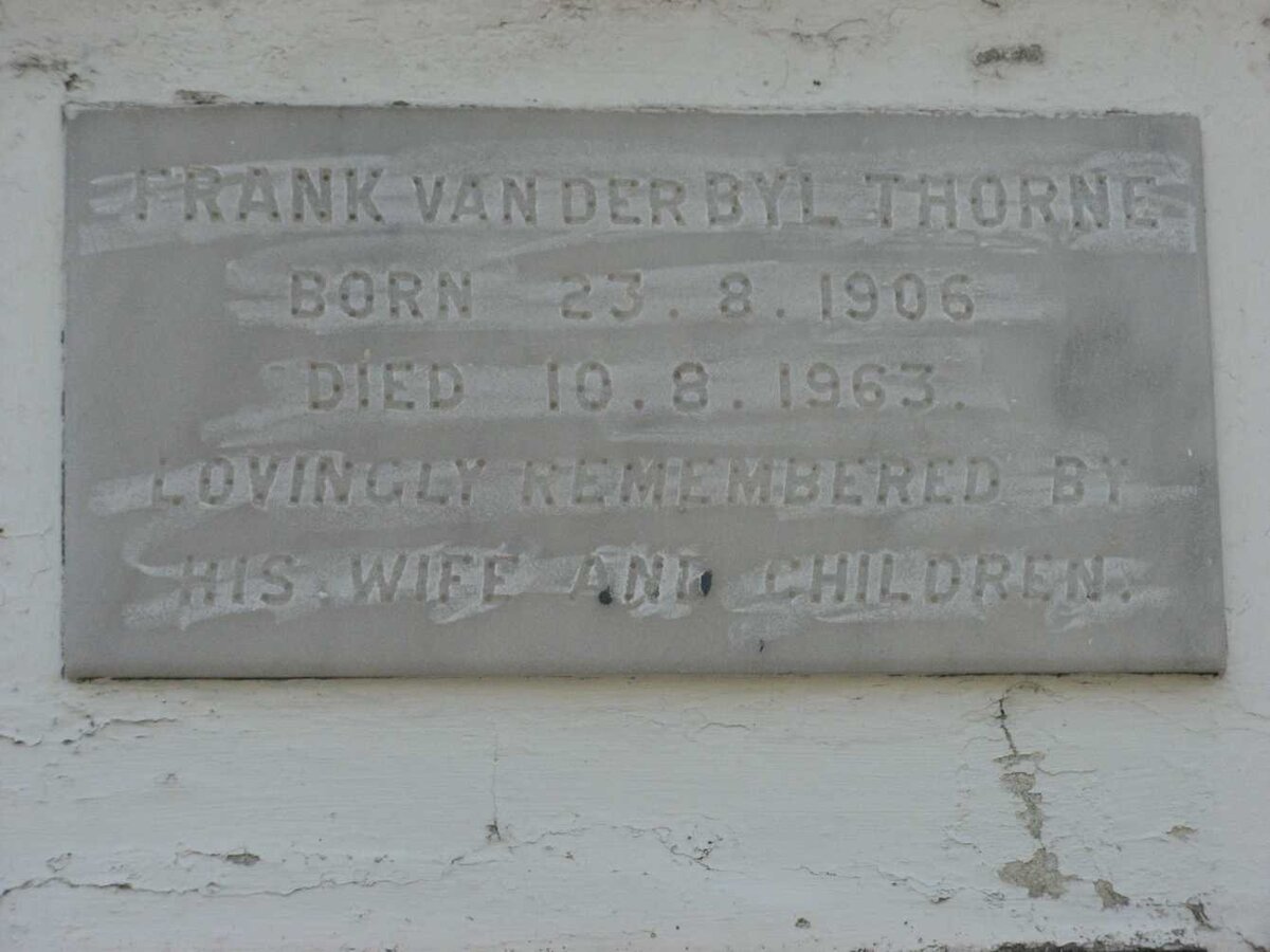 THORNE Frank van der Byl 1906-1963