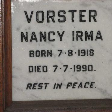 VORSTER Nancy Irma 1918-1990