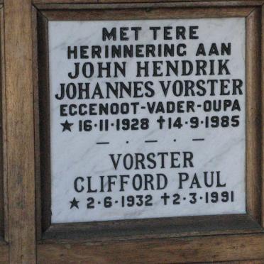 VORSTER John Hendrik Johannes 1928-1985 :: VORSTER Clifford Paul 1932-1991