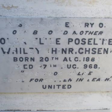 WHILEY Olga Elize Poseline nee HINRICHSEN 1882-1968