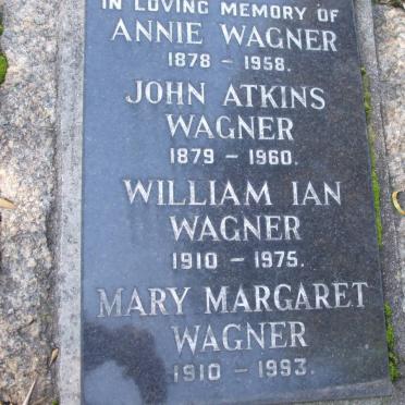 WAGNER John Atkins 1879-1960 &amp; Annie 1878-1958 :: WAGNER William Ian 1910-1975 :: WAGNER Mary Margaret 1910-1993
