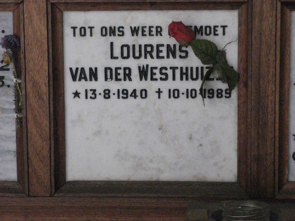 WESTHUIZEN Lourens, van der 1940-1989