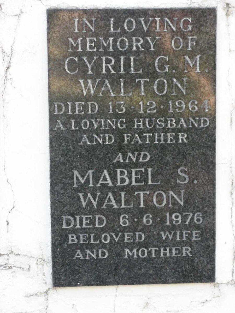 WALTON Cyril G.M. -1964 &amp; Mabel S. -1976