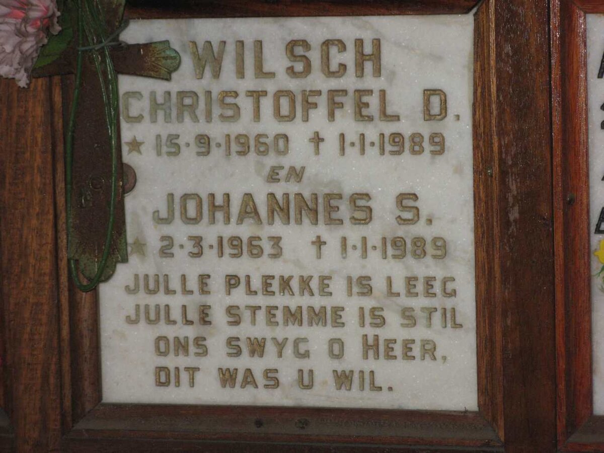 WILSCH Christoffel D. 1960-1989 :: WILSCH Johannes S. 1963-1989