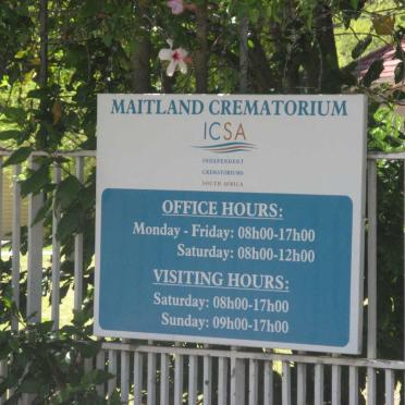 Western Cape, CAPE TOWN, Maitland, Crematorium, shelters and memorial walls