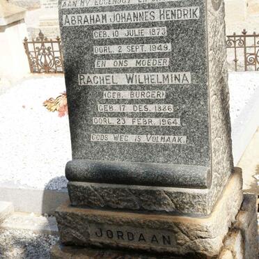 JORDAAN Abraham Johannes Hendrik 1873-1949 &amp; Rachel Wilhelmina BURGER 1886-1964