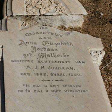 JORDAAN Anna Elizabeth nee MALHERBE 1865-1907