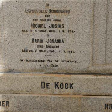 KOCK Michiel Josias, de  1854-1938 &amp; Maria Johanna BURGER 1848-1947