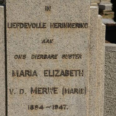 MERWE Maria Elizabeth, v.d. 1894-1947