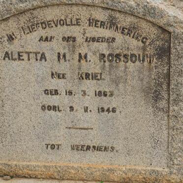 ROSSOUW Aletta M.M. nee KRIEL 1863-1946