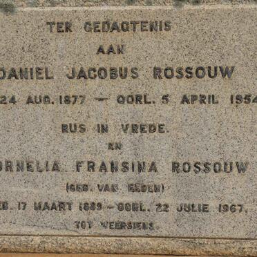 ROSSOUW Daniel Jacobus 1877-1954 &amp; Cornelia Fransina VAN EEDEN 1889-1967
