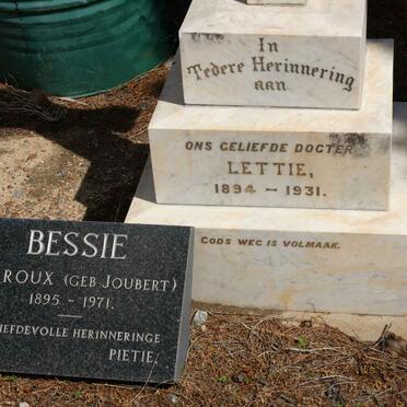 ROUX Bessie, le nee JOUBERT 1895-1971 :: LE ROUX  Lettie 1894-1931