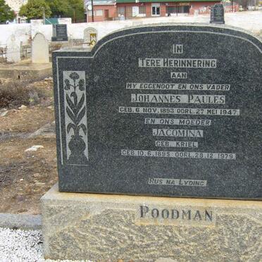 ROODMAN Johannes Paulus 1893-1947 &amp; Jacomina KRIEL 1895-1979