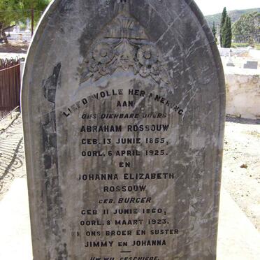 ROSSOUW Abraham 1855-1925 &amp; Johanna Elizabeth BURGER 1860-1923 