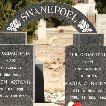 SWANEPOEL Willem Antonie 1906-1950 &amp; Maria Christina 1911-1982