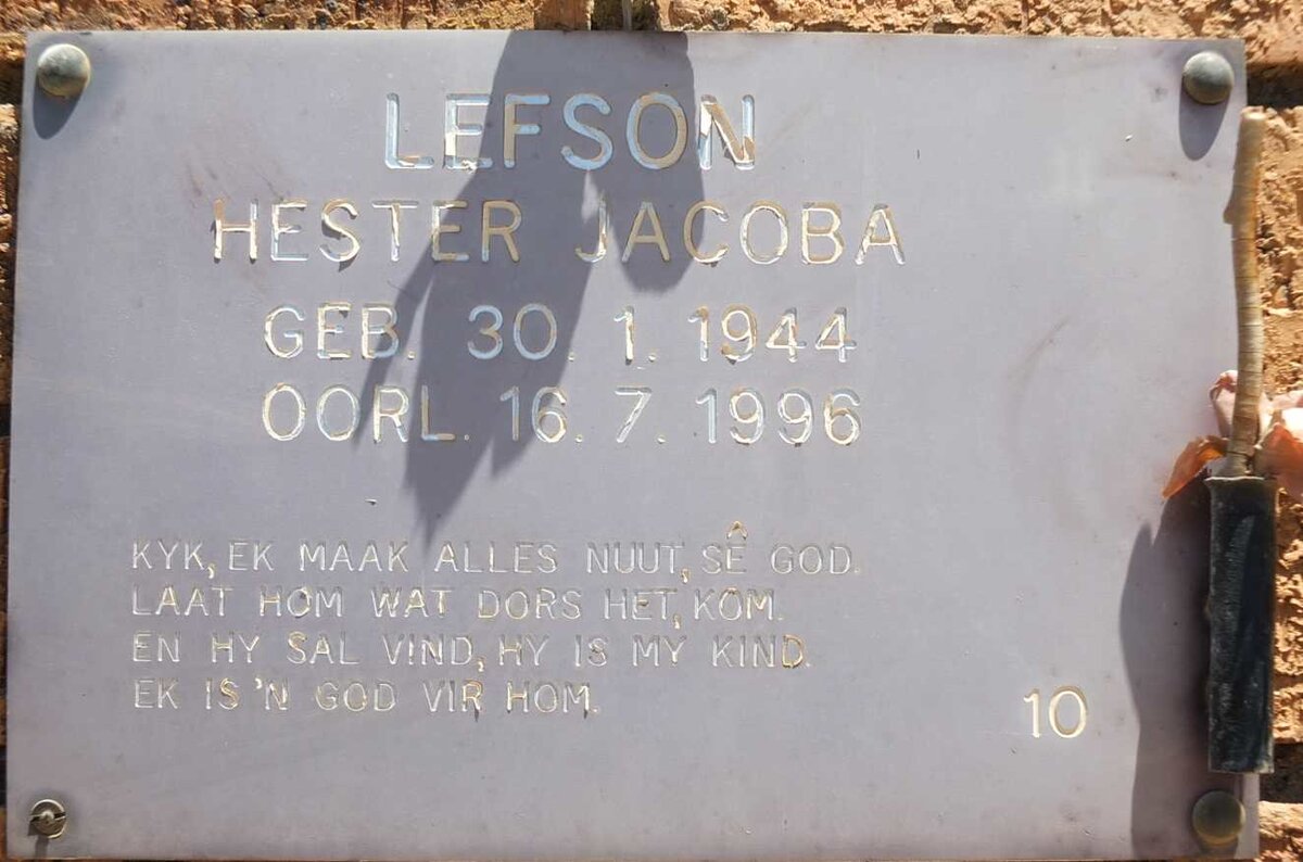 LEFSON Hester Jacoba 1944-1996