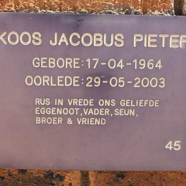 PIETERS Koos Jacobus 1964-2003